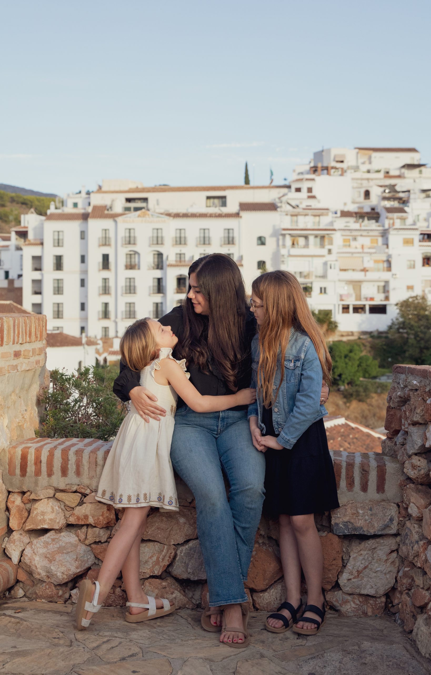 mom and two daughters in spain