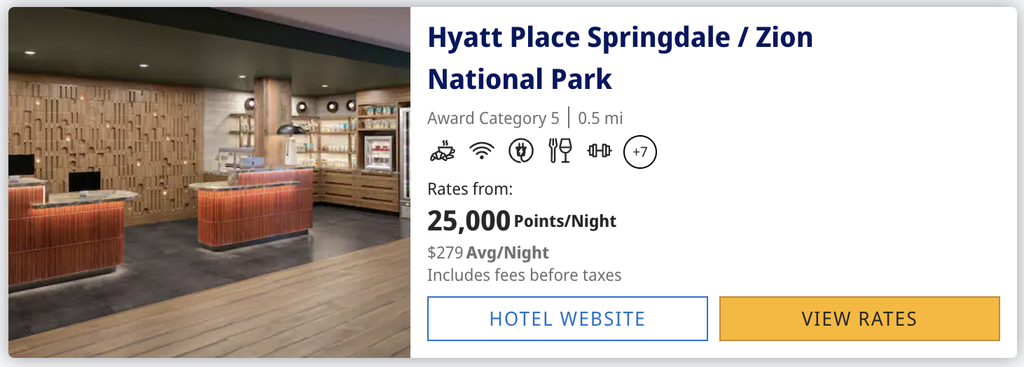 Hyatt Place Springdale Zion National Park on points