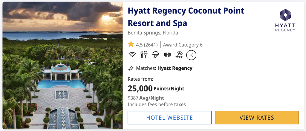 Hyatt Regency Coconut Point Resort and Spa on points