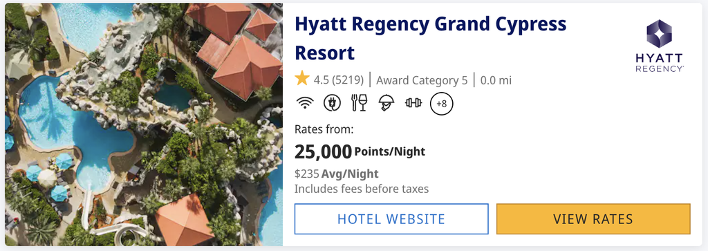 Hyatt Regency Grand Cypress Resort on points